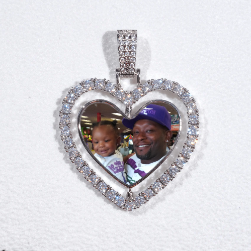 3D Spinning 2-Faced Heart Custom Picture Pendant