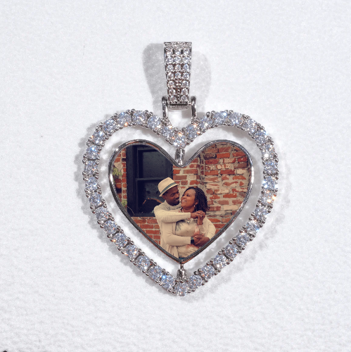 3D Spinning 2-Faced Heart Custom Picture Pendant