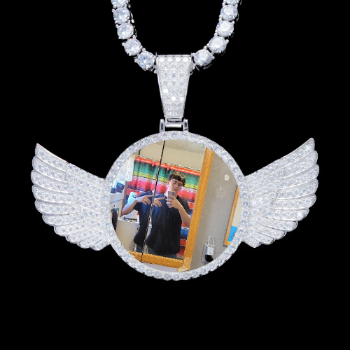 925S & VVS Moissanite 3D Wing Custom Picture Pendant