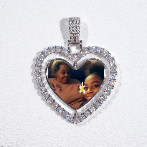 3D Spinning 2-Faced Heart Custom Picture Pendant