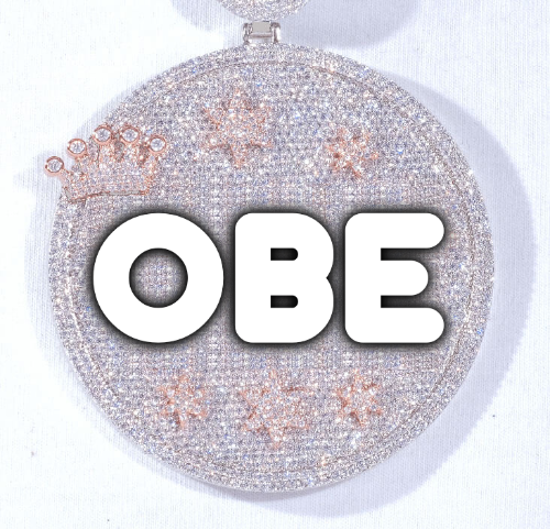 CUSTOM LETTER NECKLACE 3D BIG CROWN DISC