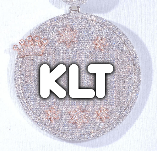 CUSTOM LETTER NECKLACE 3D BIG CROWN DISC