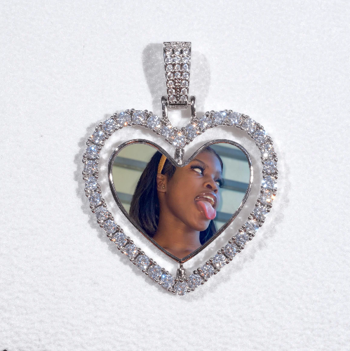 3D Spinning 2-Faced Heart Custom Picture Pendant