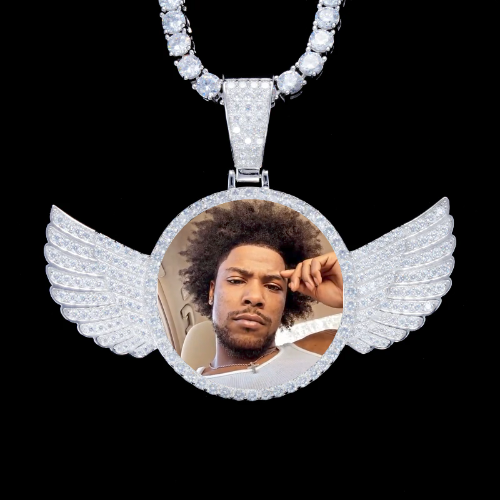 925S & VVS Moissanite 3D Wing Custom Picture Pendant