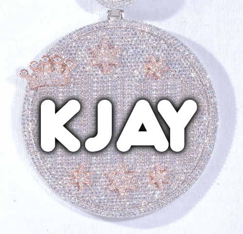 CUSTOM LETTER NECKLACE 3D BIG CROWN DISC