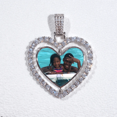 3D Spinning 2-Faced Heart Custom Picture Pendant
