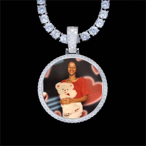 925S & VVS Moissanite 3D Circle Custom Picture Pendant