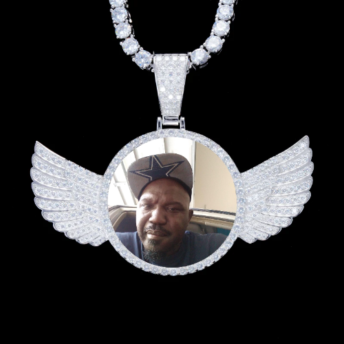925S & VVS Moissanite 3D Wing Custom Picture Pendant