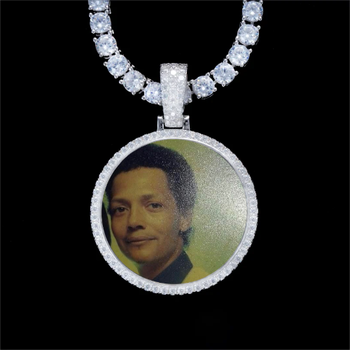925S & VVS Moissanite 3D Circle Custom Picture Pendant