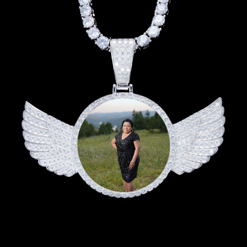 925S & VVS Moissanite 3D Wing Custom Picture Pendant
