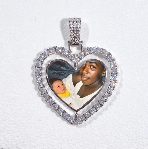 3D Spinning 2-Faced Heart Custom Picture Pendant
