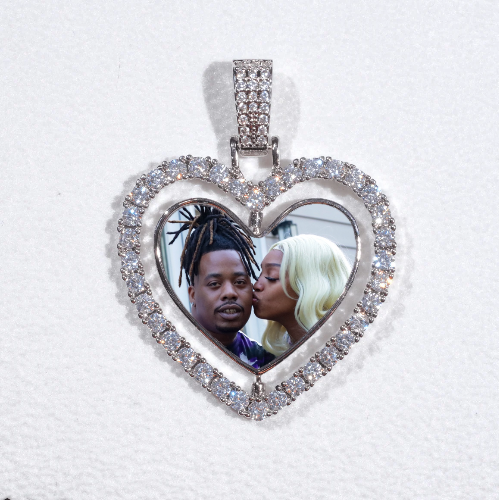 3D Spinning 2-Faced Heart Custom Picture Pendant
