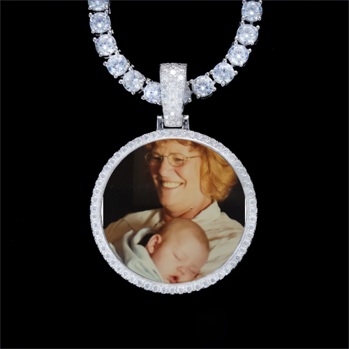 925S & VVS Moissanite 3D Circle Custom Picture Pendant