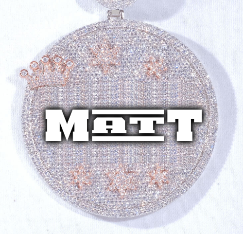 CUSTOM LETTER NECKLACE 3D BIG CROWN DISC