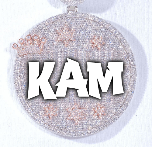 CUSTOM LETTER NECKLACE 3D BIG CROWN DISC
