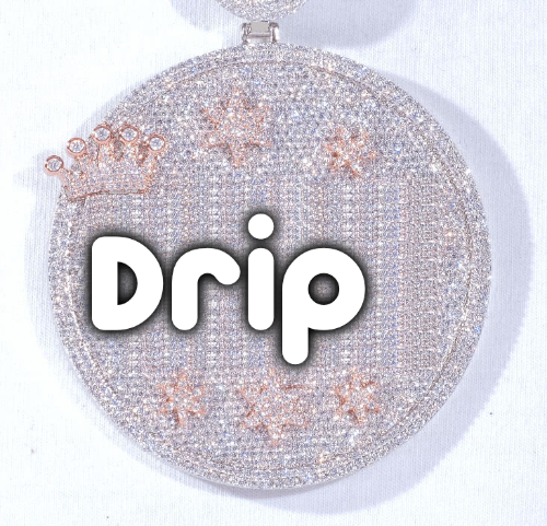 CUSTOM LETTER NECKLACE 3D BIG CROWN DISC