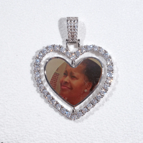 3D Spinning 2-Faced Heart Custom Picture Pendant