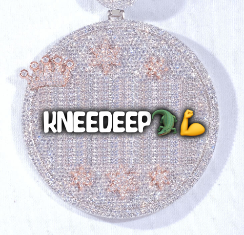 CUSTOM LETTER NECKLACE 3D BIG CROWN DISC