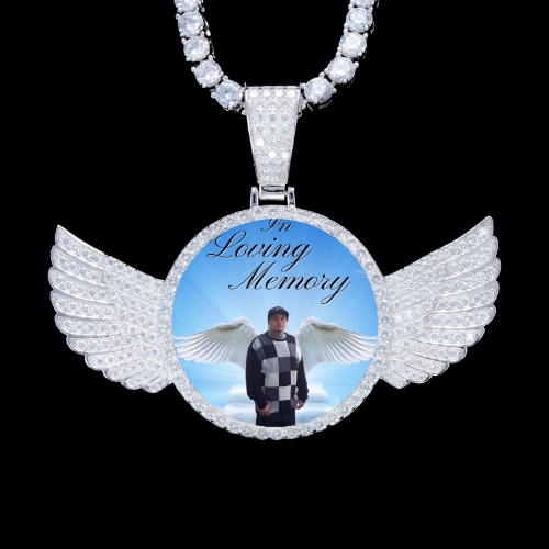 925S & VVS Moissanite 3D Wing Custom Picture Pendant