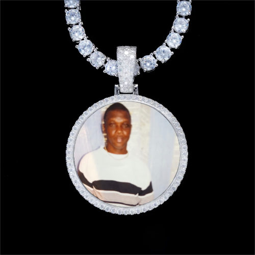925S & VVS Moissanite 3D Circle Custom Picture Pendant