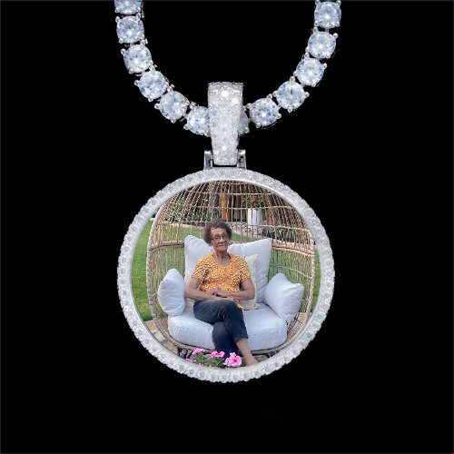925S & VVS Moissanite 3D Circle Custom Picture Pendant
