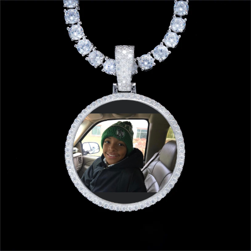 925S & VVS Moissanite 3D Circle Custom Picture Pendant