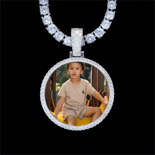 925S & VVS Moissanite 3D Circle Custom Picture Pendant