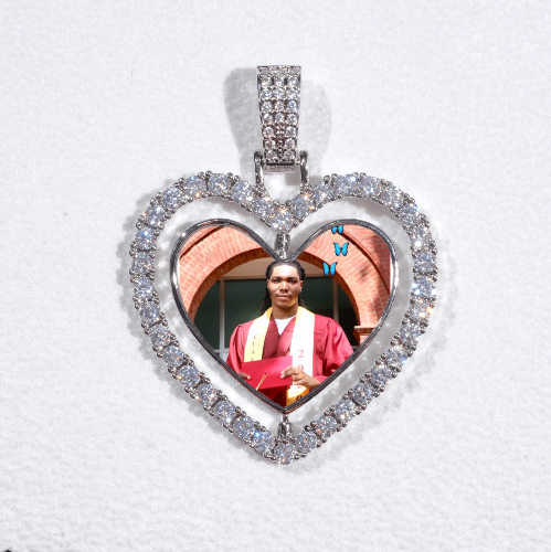3D Spinning 2-Faced Heart Custom Picture Pendant