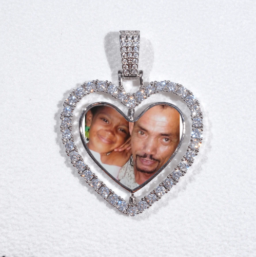 3D Spinning 2-Faced Heart Custom Picture Pendant