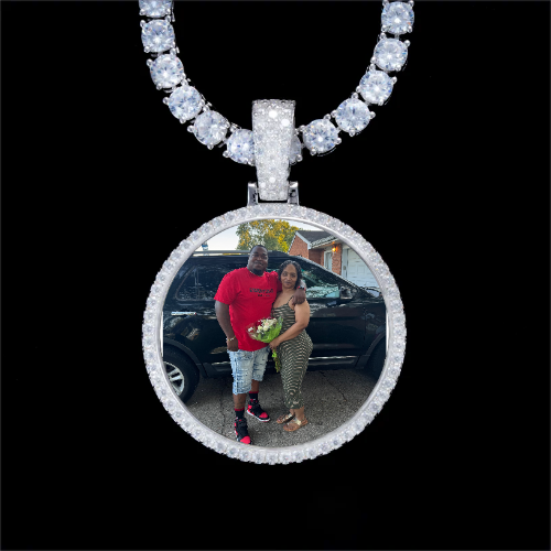 925S & VVS Moissanite 3D Circle Custom Picture Pendant