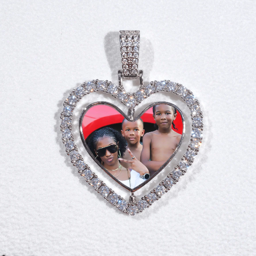 3D Spinning 2-Faced Heart Custom Picture Pendant