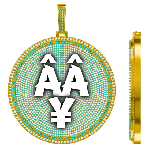 CUSTOM LETTER NECKLACE 3D BIG DISC
