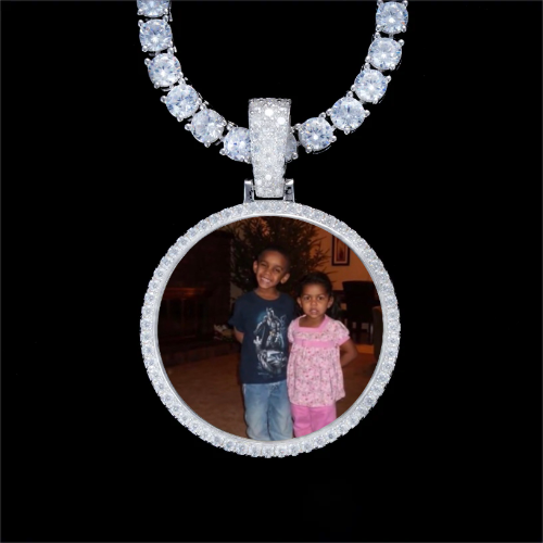 925S & VVS Moissanite 3D Circle Custom Picture Pendant