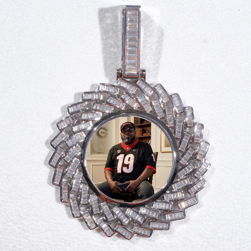Large 3D Baguette Custom Picture Pendant