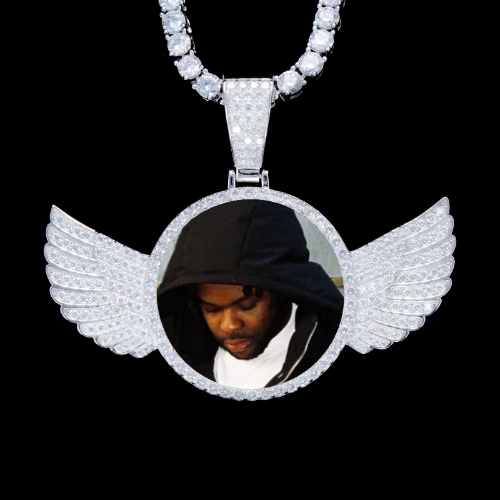 925S & VVS Moissanite 3D Wing Custom Picture Pendant