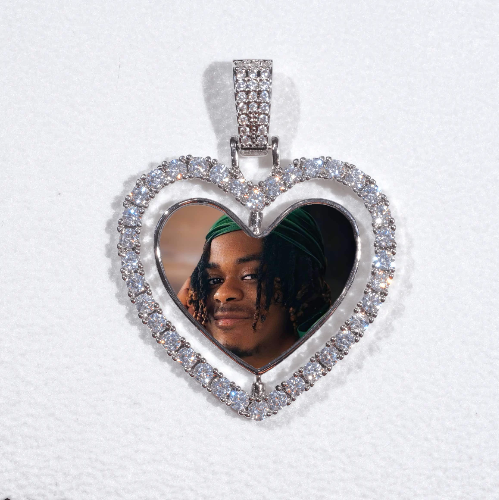 3D Spinning 2-Faced Heart Custom Picture Pendant
