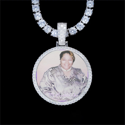 925S & VVS Moissanite 3D Circle Custom Picture Pendant