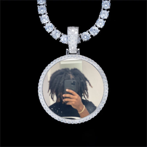 925S & VVS Moissanite 3D Circle Custom Picture Pendant