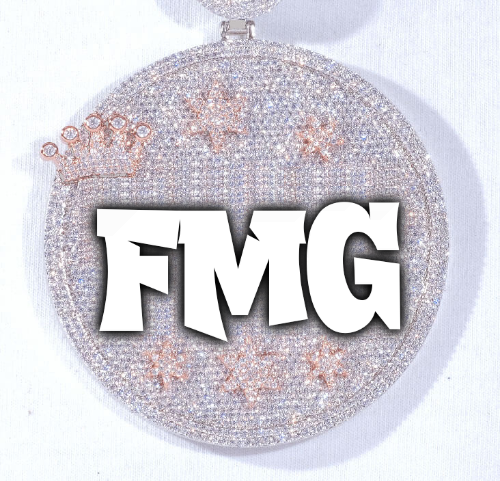 CUSTOM LETTER NECKLACE 3D BIG CROWN DISC
