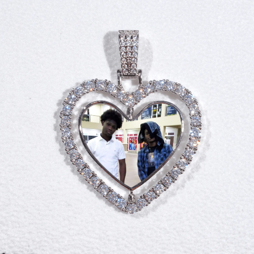 3D Spinning 2-Faced Heart Custom Picture Pendant