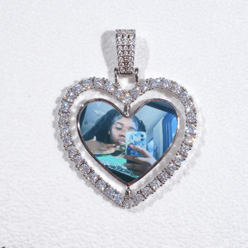 3D Spinning 2-Faced Heart Custom Picture Pendant
