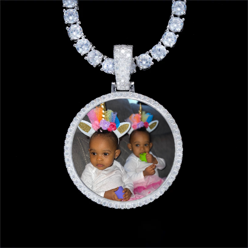 925S & VVS Moissanite 3D Circle Custom Picture Pendant