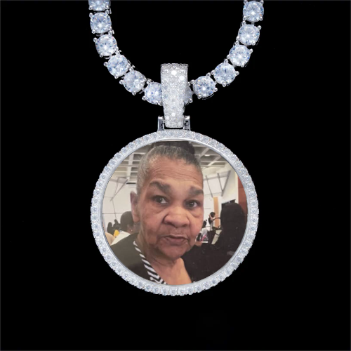 925S & VVS Moissanite 3D Circle Custom Picture Pendant