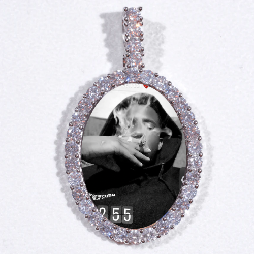 Large 3D Oval Custom Picture Pendant