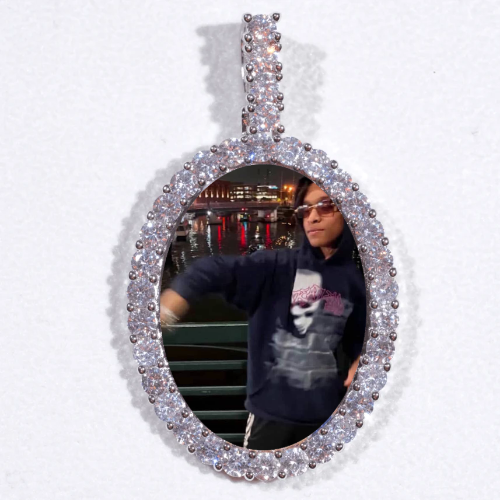 Large 3D Oval Custom Picture Pendant