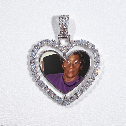3D Spinning 2-Faced Heart Custom Picture Pendant