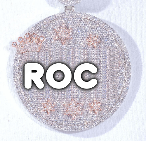 CUSTOM LETTER NECKLACE 3D BIG CROWN DISC
