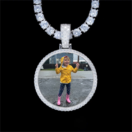 925S & VVS Moissanite 3D Circle Custom Picture Pendant