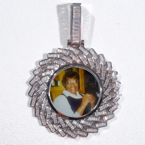 Large 3D Baguette Custom Picture Pendant