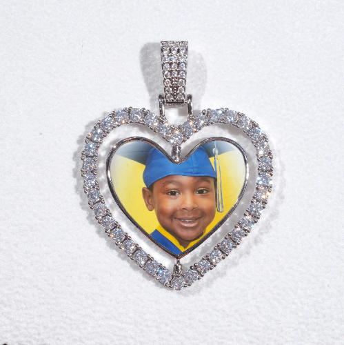 3D Spinning 2-Faced Heart Custom Picture Pendant